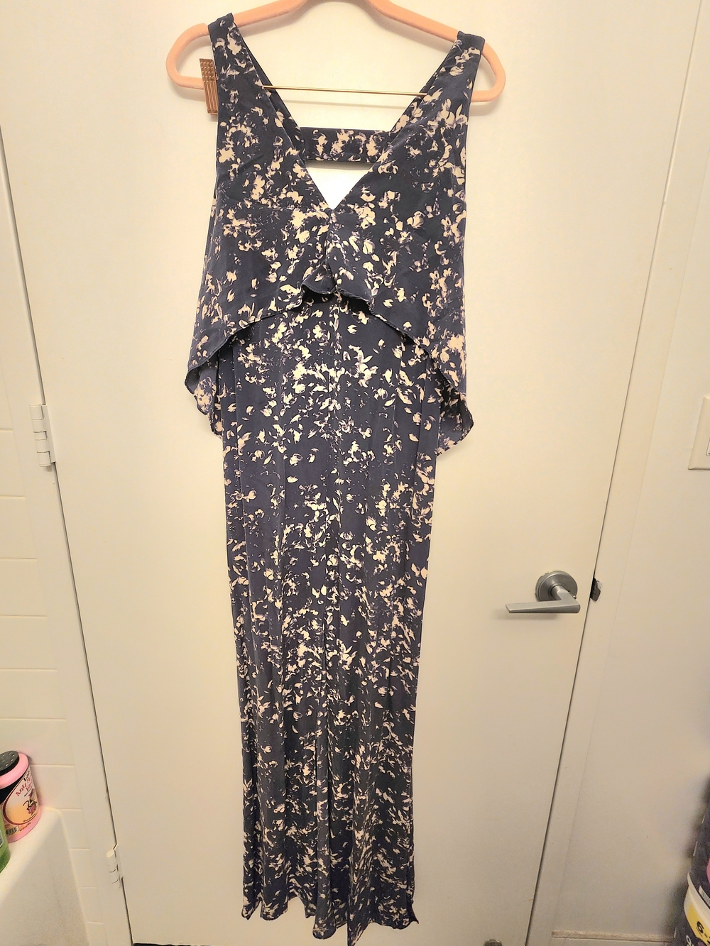 INTERMIX Navy and Cream Floral Maxi Dress